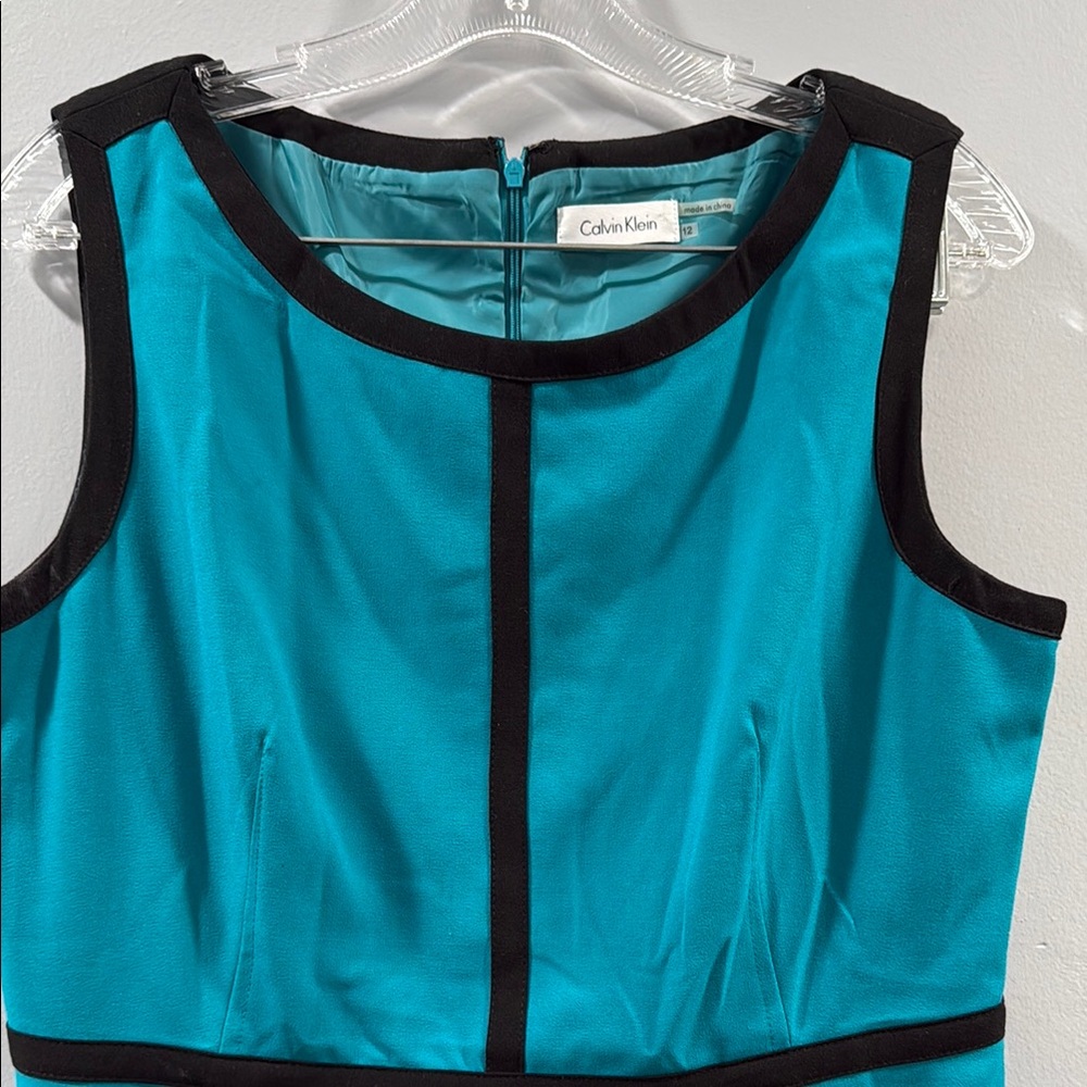 Calvin Klein Turquoise and Black Sleeveless Dress